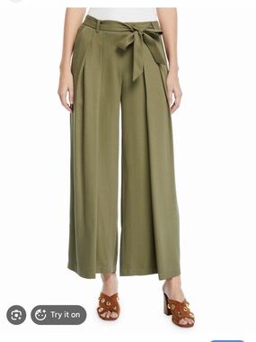 Eileen fisher green wide leg flowy pants.